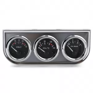 image-17-Kiegészítő műszer szett 3 részes olajhőmérséklet voltmérő olajnyomásmérő 52mm youngtimer retro króm