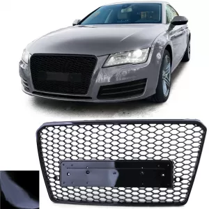 image-20-Méhsejt mintás sport hűtőrács embléma nélkül, fényes fekete, Audi A7 C7 4G 2010-2014