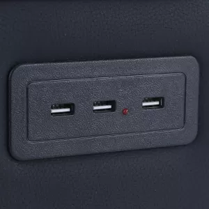 Console centrale comfort con vano portaoggetti e USB, in pelle nera, adatta per VW Bus T5 T6 dal 03-image-6197768