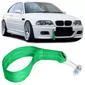 Tow hook racing tow strap made of fabric universal 26.5cm green