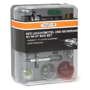 Spare bulb box fuses lamp set H1 H4 H7 10-piece for car vehicle 12V