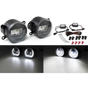 Clear glass LED fog lights with daytime running light for Nissan Navara Note Pixo
