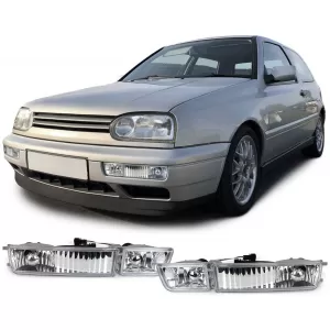 Clear glass fog lights with indicator set for VW Golf 3 91-98