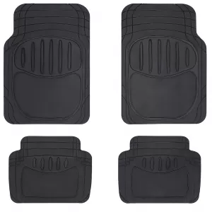 Rubber floor mat set black universal for cars and vans