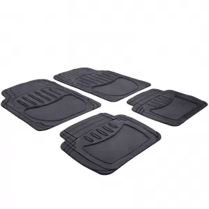 Rubber floor mat set black universal for cars and vans