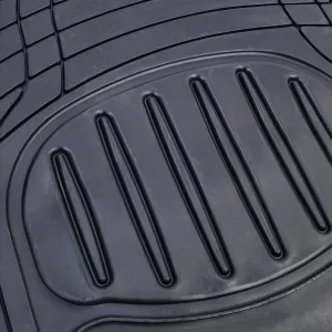 Rubber floor mat set black universal for cars and vans