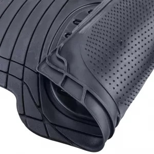 Rubber floor mat set black universal for cars and vans