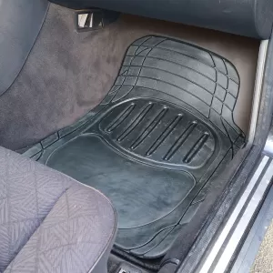 Rubber floor mat set black universal for cars and vans
