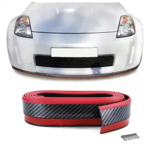 Front spoiler lip universal flexible carbon look red 5cm 2.5 meters