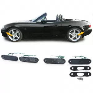 Side marker lights reflectors black smoke set for Mazda MX5 89-05