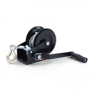 image-20-Handwinde für Anhänger, schwarzes Kabel mit 10 Metern Stahlseil, 800 kg