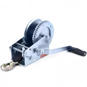 Hand winch trailer cable winch silver with 8 meter strap 1360 kg