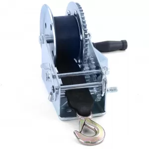 Hand winch trailer cable winch silver with 8 meter strap 1360 kg