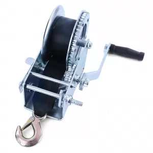 Hand winch trailer cable winch silver with 8 meter strap 1360 kg