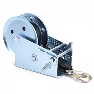 Hand winch trailer cable winch silver with 8 meter strap 1360 kg