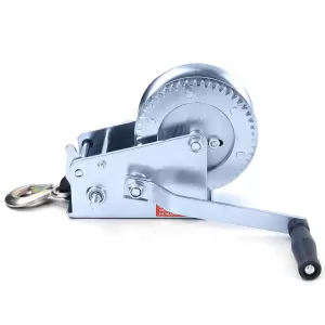 Hand winch trailer cable winch silver with 8 meter strap 1360 kg