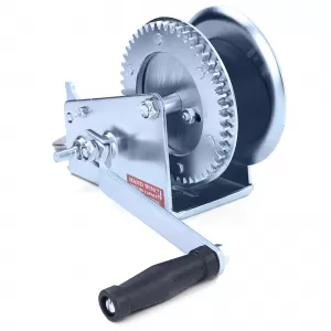 Hand winch trailer cable winch silver with 8 meter strap 1360 kg
