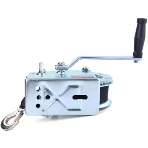 Hand winch trailer cable winch silver with 8 meter strap 1360 kg