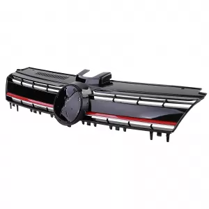 Performance radiator grille gloss black with red trim for VW Golf 7 + GTI 12-17