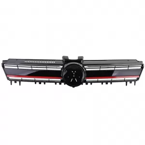 Performance radiator grille gloss black with red trim for VW Golf 7 + GTI 12-17