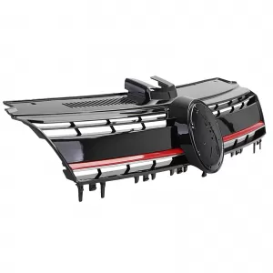 Performance radiator grille gloss black with red trim for VW Golf 7 + GTI 12-17