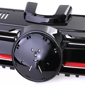 Performance radiator grille gloss black with red trim for VW Golf 7 + GTI 12-17