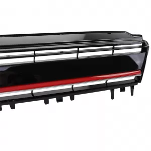 Performance radiator grille gloss black with red trim for VW Golf 7 + GTI 12-17