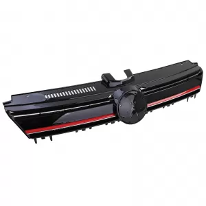 Performance radiator grille gloss black with red trim for VW Golf 7 + GTI 12-17