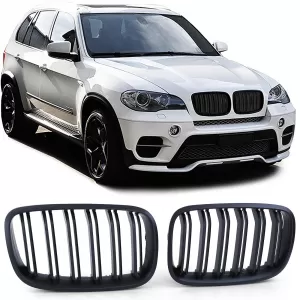 Double slat kidney grille performance black for BMW X5 E70 X6 E71 from 2006