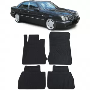 Car Rubber Floor Mats Black Premium Set for Mercedes E-Class W210 S210 95-02