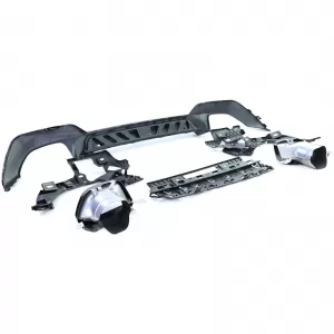 Diffusore posteriore sportivo lucido + terminali di scarico look 340 adatto per BMW Serie 3 G20 G21 320 330-image-6198844