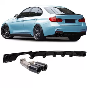 image-6-Fényes fekete diffúzor + dupla kipufogóvég BMW F30 F31 316i 318i 320i modellekhez
