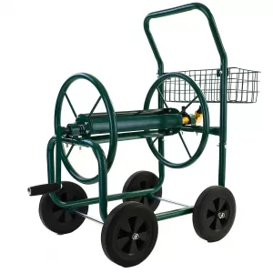 Schlauchwagen Schlauch Handwagen Grün mit Ablagekorb bis 60m Gartenschlauch