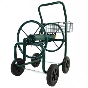 Schlauchwagen Schlauch Handwagen Grün mit Ablagekorb bis 60m Gartenschlauch