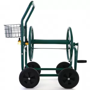 Schlauchwagen Schlauch Handwagen Grün mit Ablagekorb bis 60m Gartenschlauch