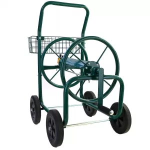 Schlauchwagen Schlauch Handwagen Grün mit Ablagekorb bis 60m Gartenschlauch