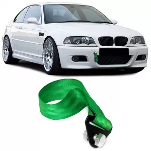 Tow hook racing tow strap made of fabric universal 21.5cm green