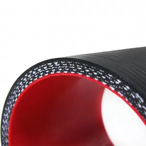 Tenzo-R silicone hose reinforced straight connector with bend 76mm black red