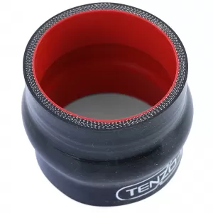 Tenzo-R silicone hose reinforced straight connector with bend 76mm black red