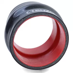 Tenzo-R silicone hose reinforced straight connector with bend 76mm black red