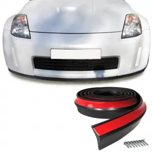Front spoiler lip side skirts universal flexible 2.5m x 6.5cm black