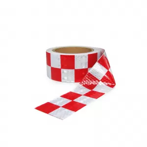 image-25-Signalband selbstklebendes Markierungsband Barriereband reflektierend kariert 10m