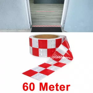 Bandă de semnalizare bandă de marcare bandă de barieră autoadezivă reflectorizantă cu carouri 60m-image-6199157