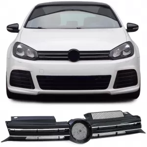 Sport Grille Radiator Grille Black Gloss with Chrome Strips for VW Golf 6 08-13