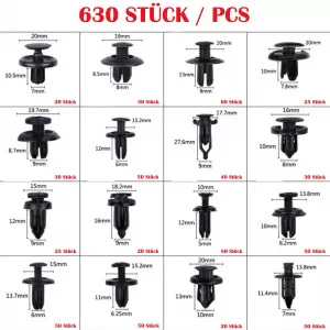 Car Auto Rivet Fastening Clips Set Trim Removal Tool 630-piece