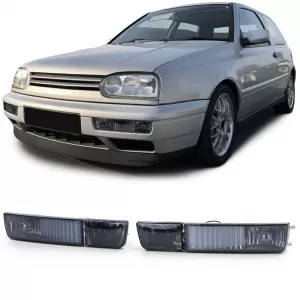 Clear glass fog lights with indicator black smoke for VW Golf 3 Vento 91-97