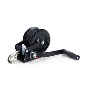 image-27-Profi 600kg Handwinde mit 8 Meter Gurt Schwarz, geeignet für PKW Anhänger