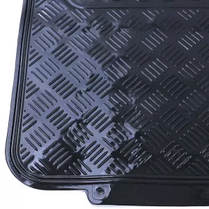 Car rubber floor mats universal aluminum checker plate look 4-piece chrome black