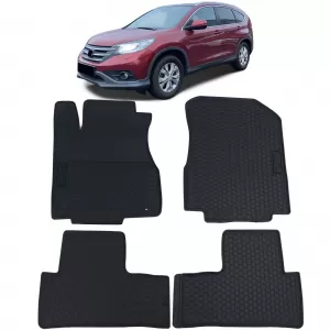 Car Rubber Floor Mats Black Premium Set for Honda CR-V 4 12-18