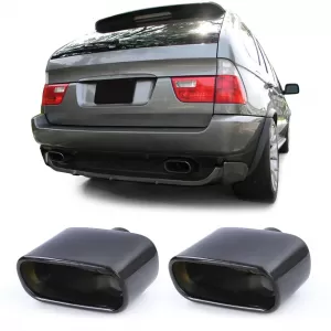 Exhaust sport tailpipes black stainless steel fits for BMW X5 E53 99-06 3.0i